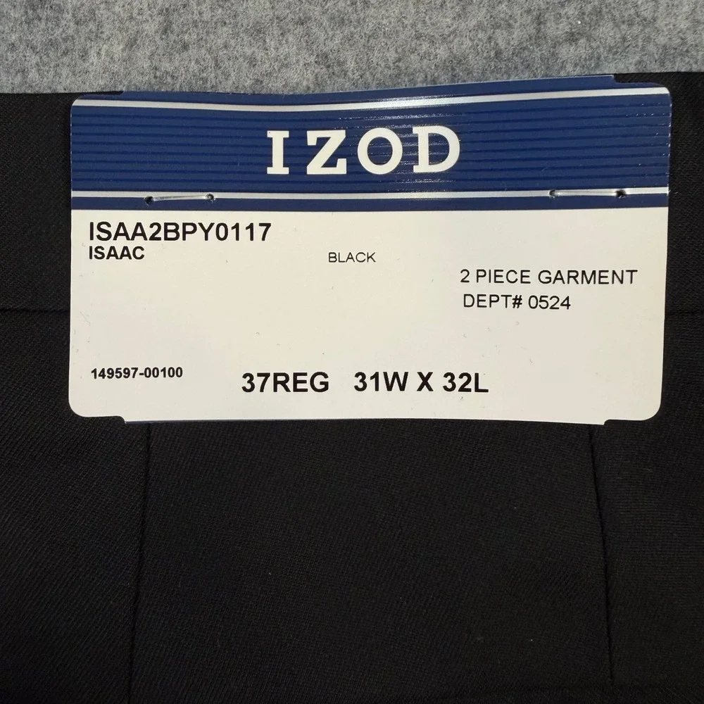 IZOD Isaac Men Black 2 Piece Stretch Suit 37R 31W x 32L ISAA2BPY0117